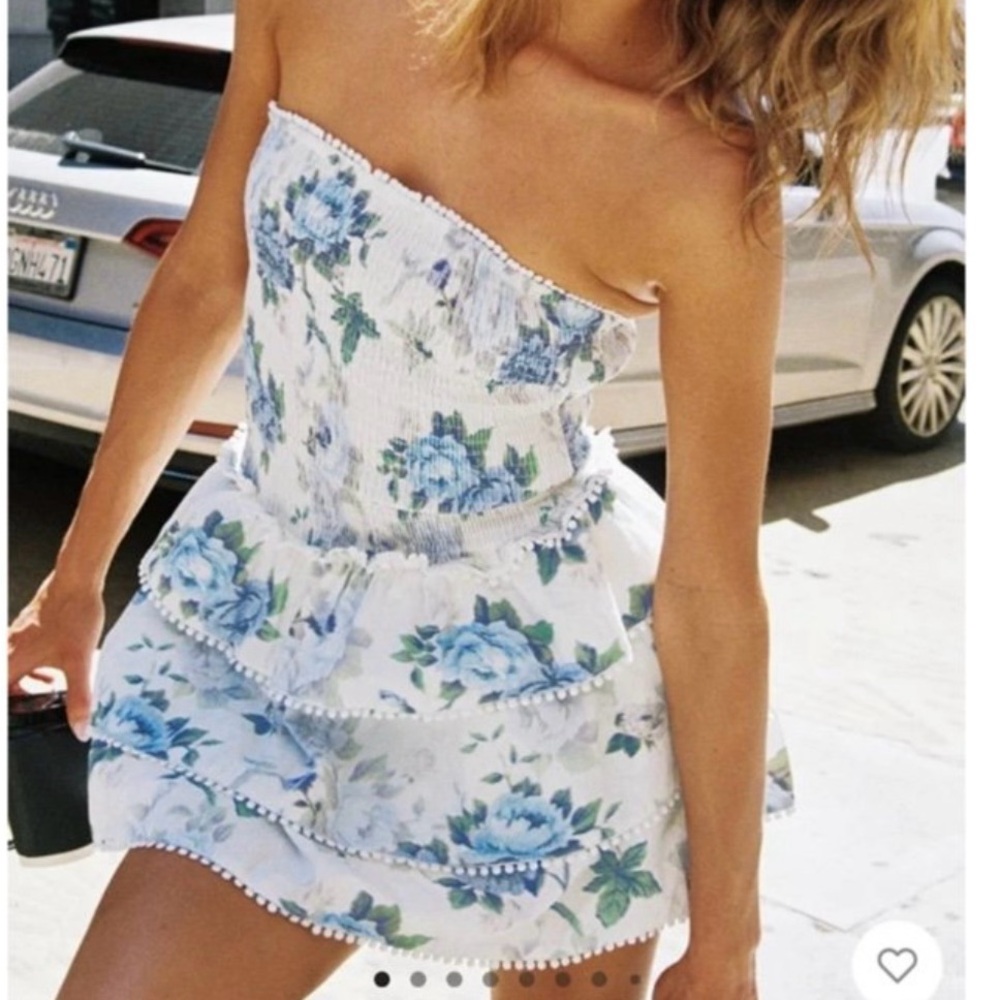 Sunkiss Frill Mini Dress – White/Blue, Size 0 (NWT)